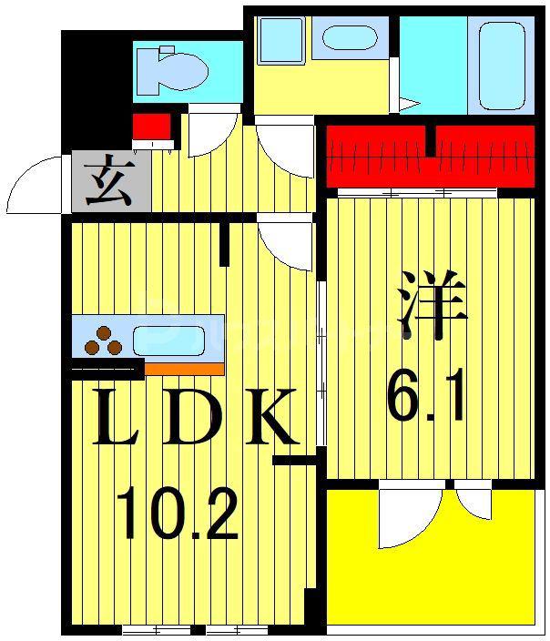 レジデンス KIZU(1LDK/1階)の間取り写真