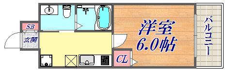 UーRO湊川公園前(1K/8階)の間取り写真