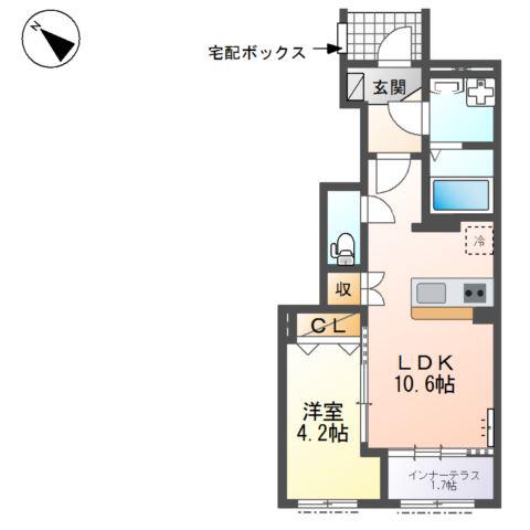 津市久居相川町 II期工事(1LDK/1階)の間取り写真