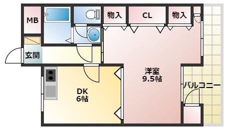 ロイヤルコーポ吉田(1DK/4階)の間取り写真