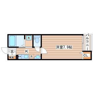 イーストポートII(1K/2階)の間取り写真