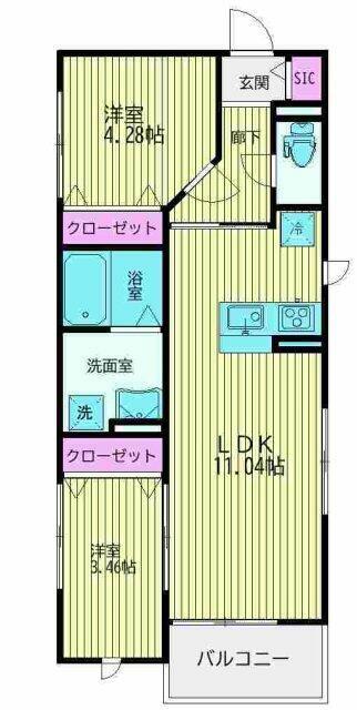 アーツ駒込(2LDK/2階)の間取り写真