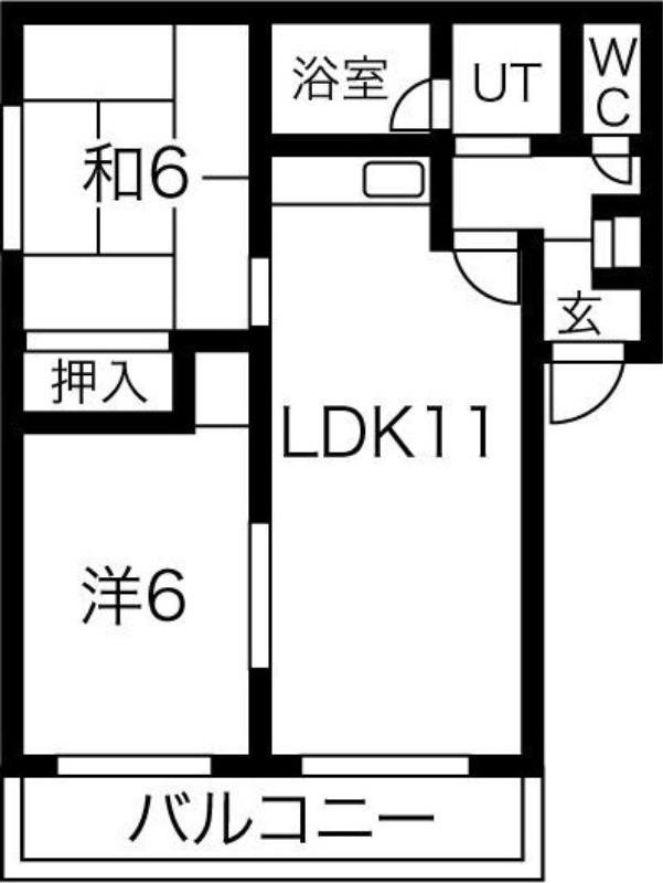 グランベルサ(2LDK/4階)の間取り写真