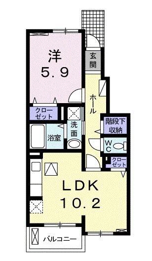 フォルトゥーナC(1LDK/1階)の間取り写真