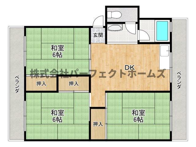 さつき丘コーポ(3DK/1階)の間取り写真