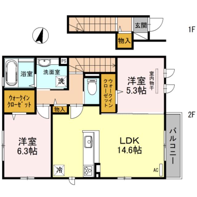 PALACIO大野台(2LDK/2階)の間取り写真