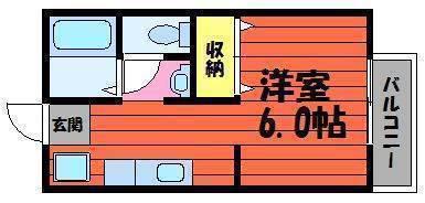 エートス川嵜(1K/2階)の間取り写真