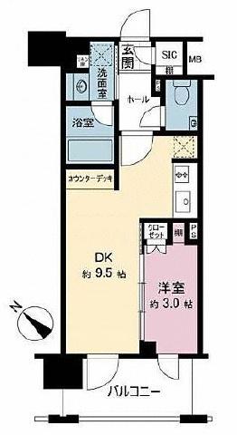 デュオステージ横濱桜木町(1DK/5階)の間取り写真