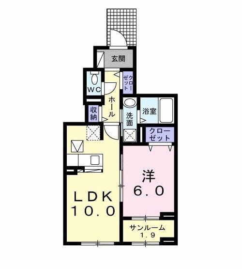 ビラカルロッタ(1LDK/1階)の間取り写真