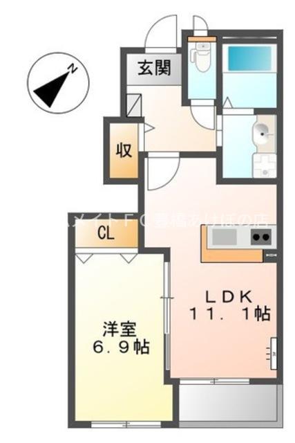 GRAND LINE(1LDK/1階)の間取り写真
