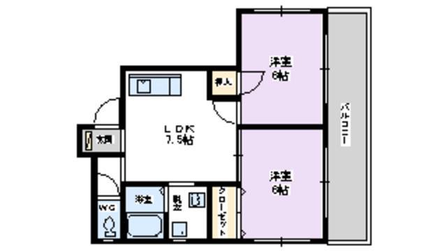 アドバンス樋口(2LDK/2階)の間取り写真