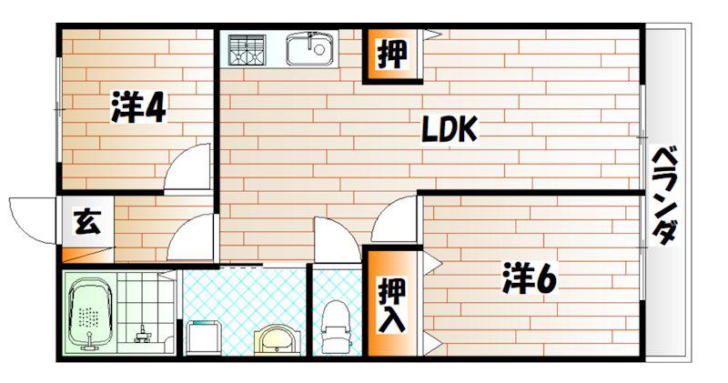 REXYZ城野(2LDK/1階)の間取り写真