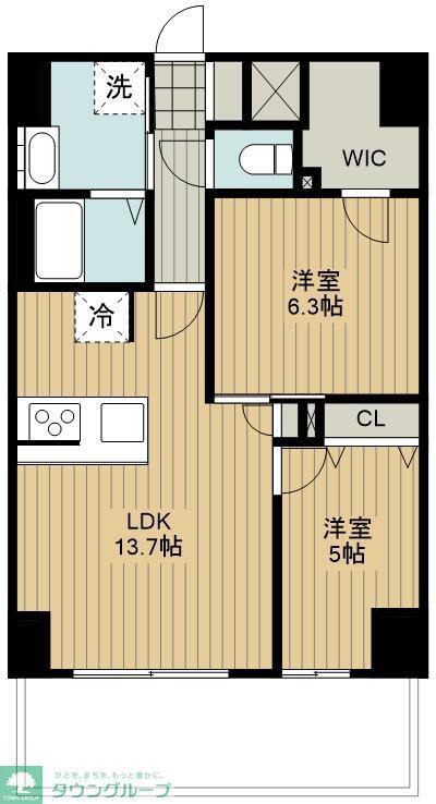 グランシエル川口(2LDK/14階)の間取り写真