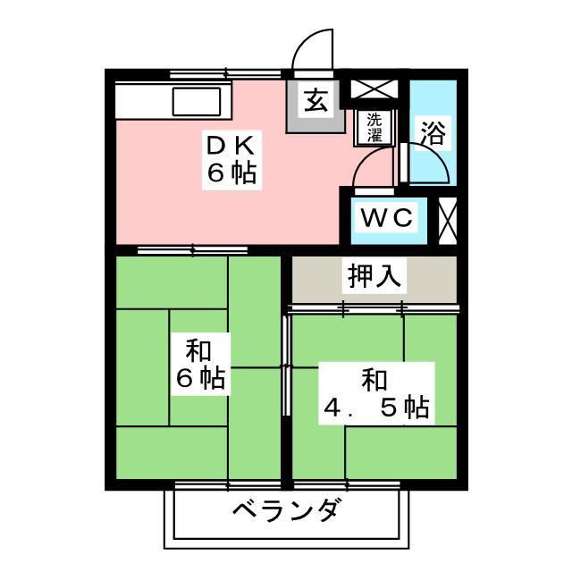 コーポ青柳(2DK/2階)の間取り写真