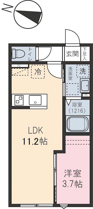 ゼルコーバ(1LDK/1階)の間取り写真