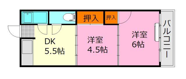 第一ゆうきアパート(2DK/1階)の間取り写真