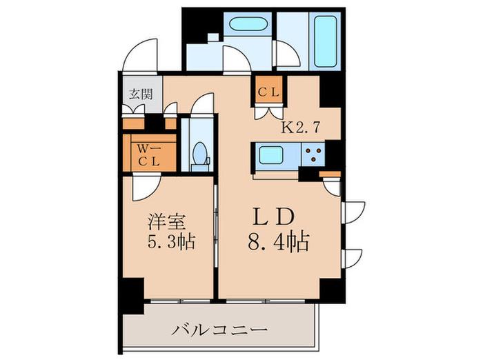 KDXレジデンス恵比寿(1LDK/3階)の間取り写真