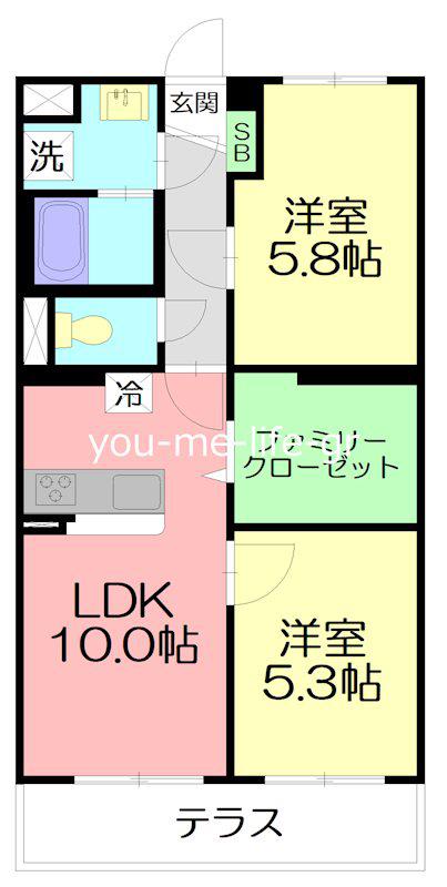 ジュヌ・プリーモ(2LDK/2階)の間取り写真