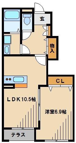 グリーンタウン山手(1LDK/1階)の間取り写真