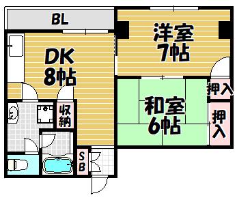 プレアール江端町(2DK/2階)の間取り写真
