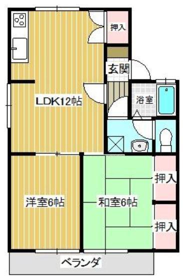 グランベルデB(2LDK/2階)の間取り写真