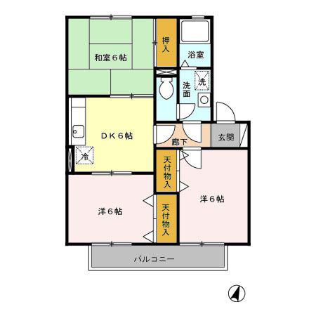 アーバンヒルズI(3DK/1階)の間取り写真
