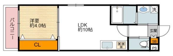 ルチェ・ソラーレ2玉出西(1LDK/3階)の間取り写真