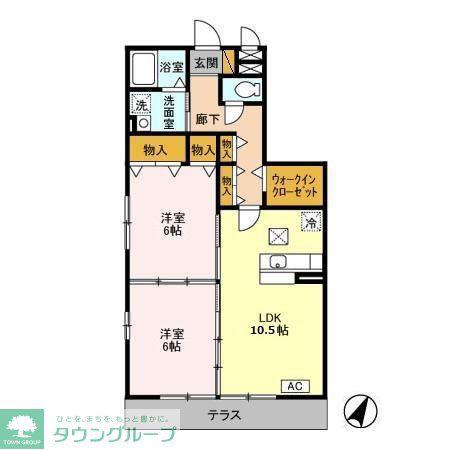 コスモヒルズ(2LDK/1階)の間取り写真