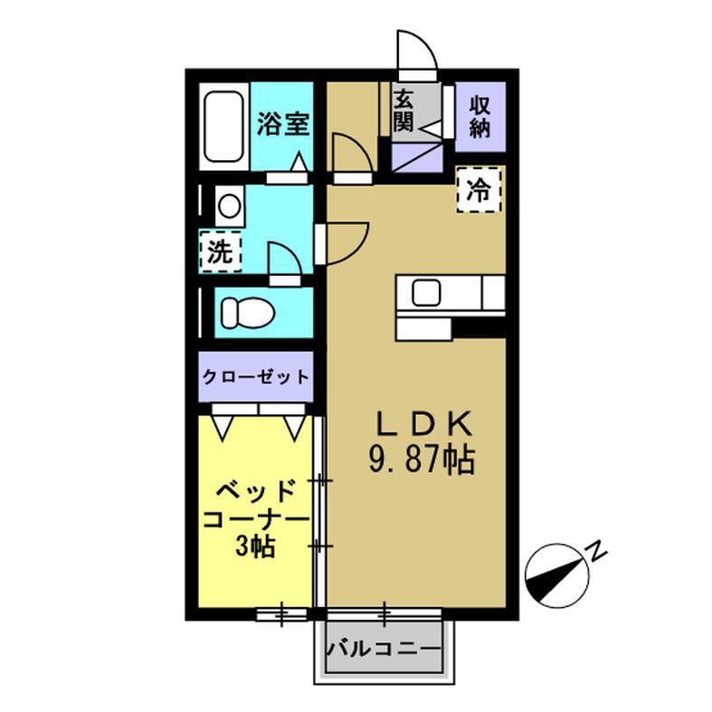 フラリッシュ・ウッド(1LDK/2階)の間取り写真