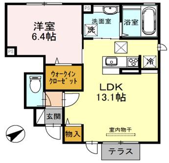 グリーンヒルズ・北神A棟(1LDK/1階)の間取り写真
