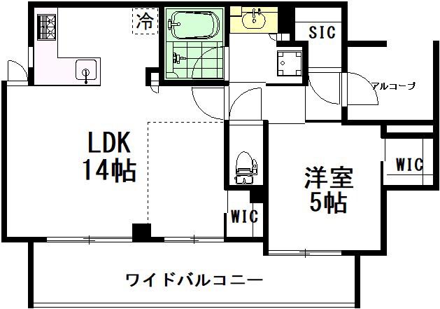 グローベル立川プレミアム(1LDK/8階)の間取り写真