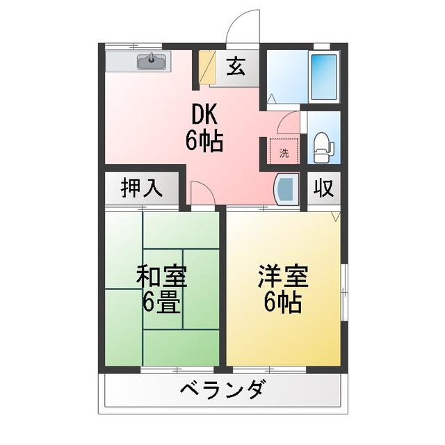 シティハイムアルファ(2DK/2階)の間取り写真