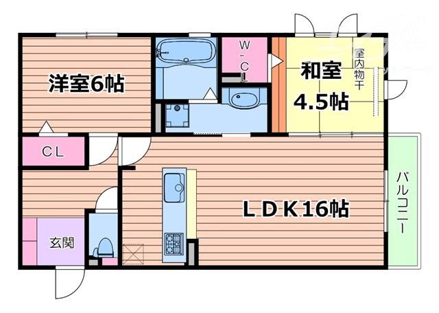 サンスクエア千里万博公園 B棟(2LDK/2階)の間取り写真