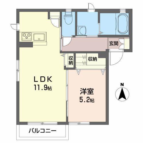 リラフォート針生(1LDK/1階)の間取り写真