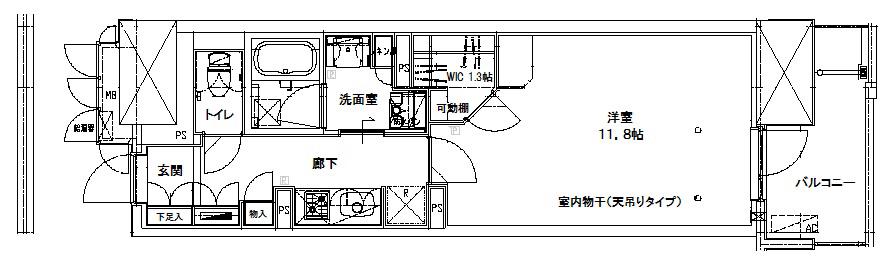 ジュエルコート熊谷II(1K/7階)の間取り写真
