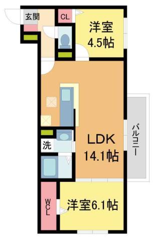 ファミール ノーヴェ(2LDK/1階)の間取り写真