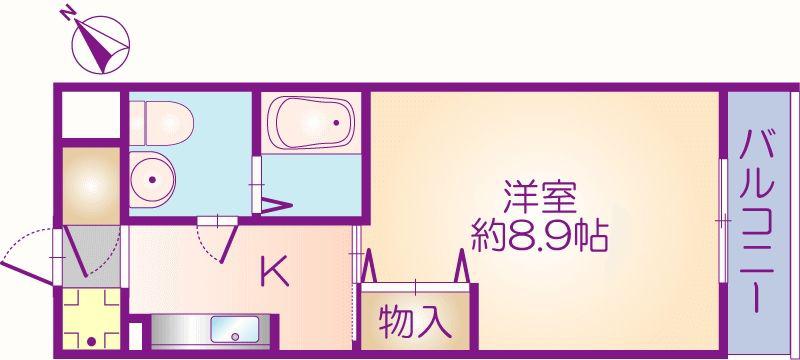 パストラル西中条(1K/1階)の間取り写真