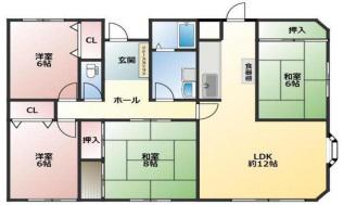 クラウン南ハイツ(4LDK/2階)の間取り写真