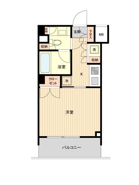 萩中イースト(1K/2階)の間取り写真