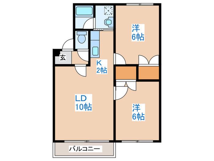 アパルタ21(2LDK/2階)の間取り写真