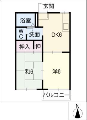 レスポアール日進(2DK/1階)の間取り写真