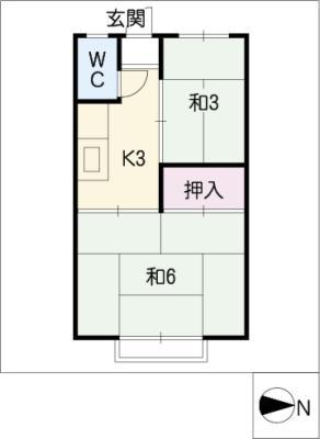 宝荘(2K/1階)の間取り写真