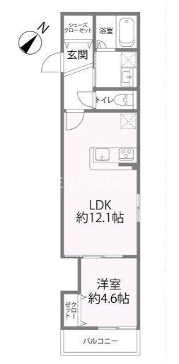 REGLIA今里ノース(1LDK/1階)の間取り写真