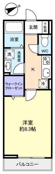 ファーストティアラ(1K/1階)の間取り写真