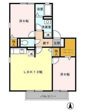 スクウェアガーデンⅢ(2LDK/1階)の間取り写真