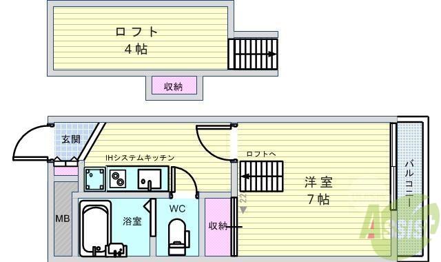 MSキューブ(1K/3階)の間取り写真