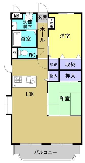 アプランドルIV(2LDK/2階)の間取り写真