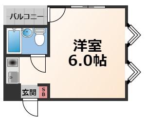 ソラーナ八戸ノ里(1K/3階)の間取り写真
