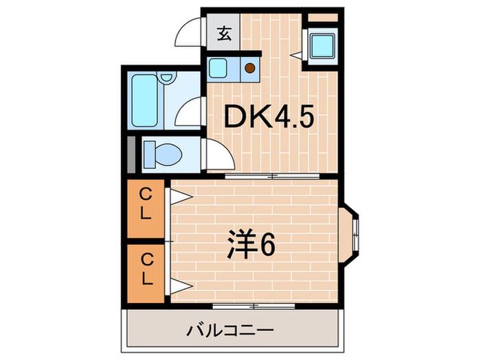 パレス大道町(1DK/3階)の間取り写真