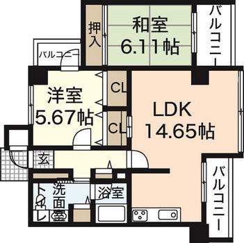 DHハウス三滝(2LDK/3階)の間取り写真
